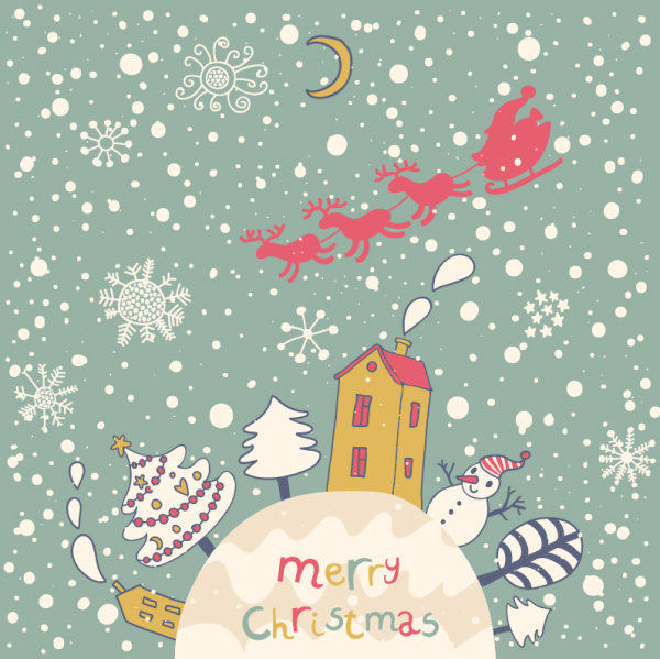 Cartoon Christmas card 01 - vector material