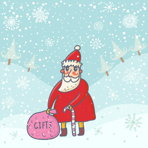 Cartoon Christmas card 04 - vector material