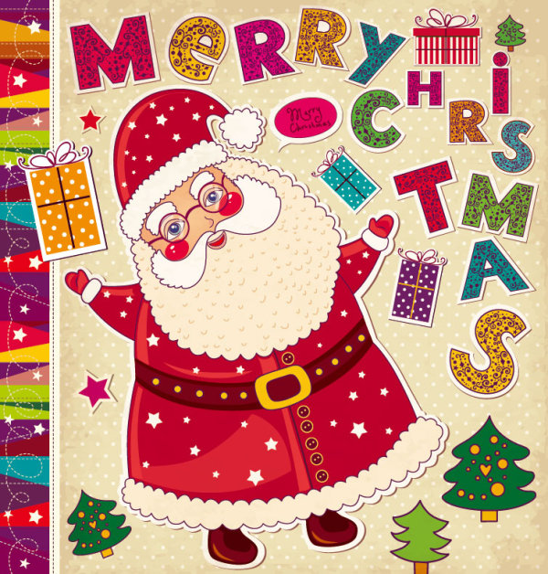 Christmas cartoon stickers background 03 - vector material