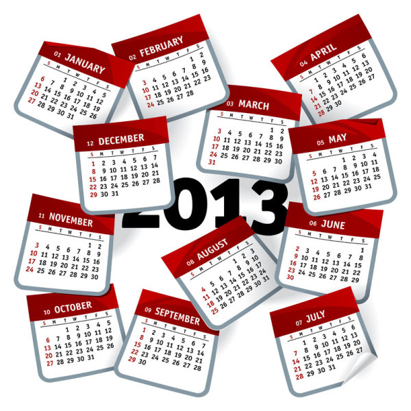 Creative 2013 calendar grid 05 - vector material