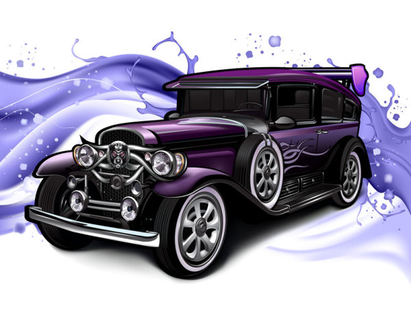 Cartoon classic cars 02 - vector material