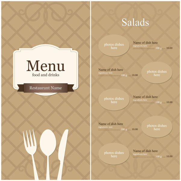 Continental menu template 10 - vector material