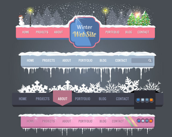 The beautiful Christmas navigation 01 - vector material