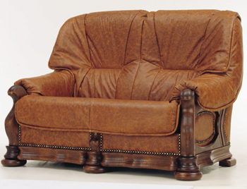 European retro dark leather sofa