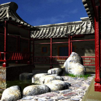 Chinese building walls 3D model