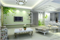 Grass green leaves natural style living room model