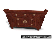 Retro Chinese solid wood cabinet 3D model