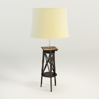 3D model of the modern wooden base floor lamp