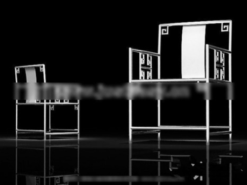 3d model of a modern iron chairs