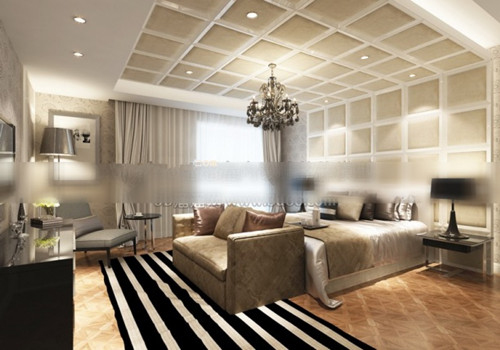 The spacious bedroom 3d model