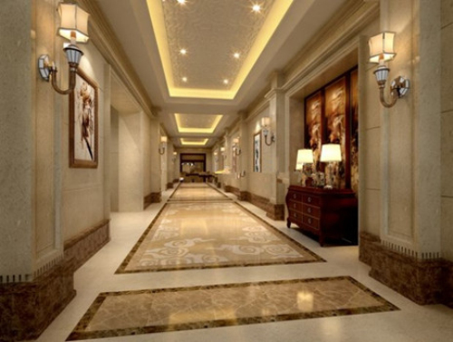 3d model of the hotel corridor