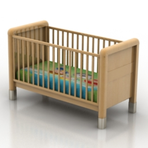 3D model of a wooden crib