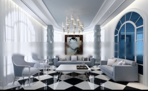 Mediterranean-style living room model