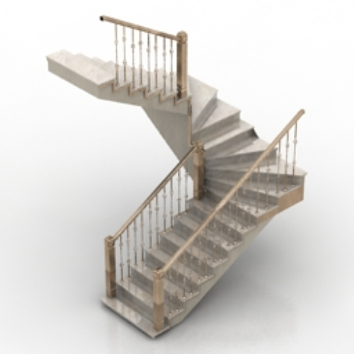 3d model staircase with handrails