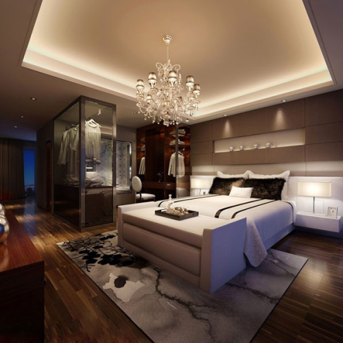 Luxurious master bedroom 3d model of modern fashion