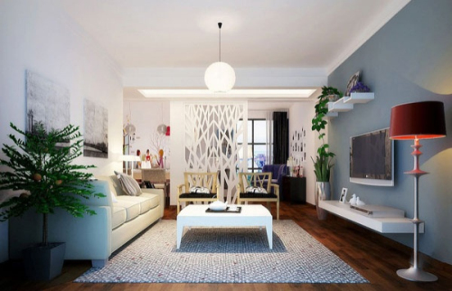 Blue minimalist living room model