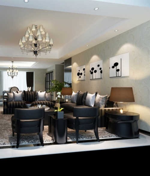 Fashion living room design 3D model