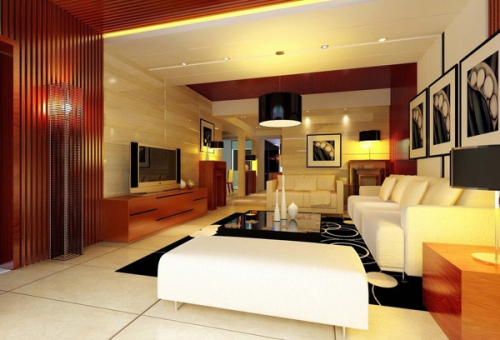 Large living room luxury modern 3d model