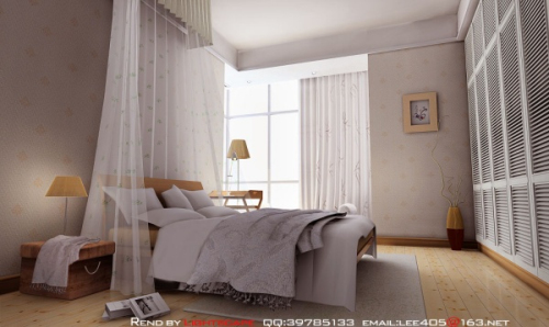 Simple small bedroom 3D model