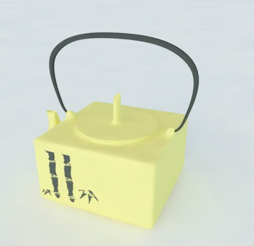 Bamboo pattern square teapot 3d models