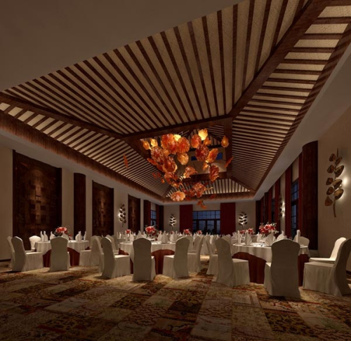 Hotel banquet hall in 3D