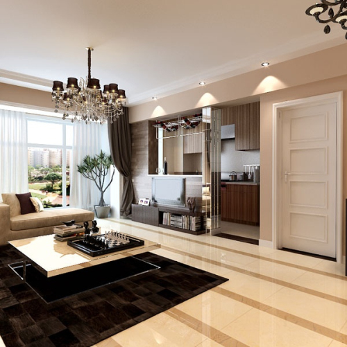 Modern living room 3d model design concise fashion