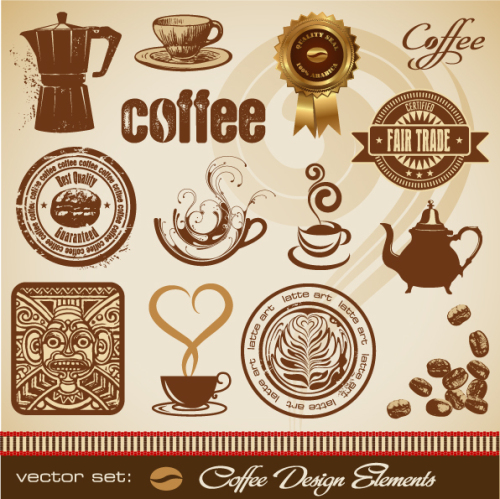 Elegant style, coffee theme vector material