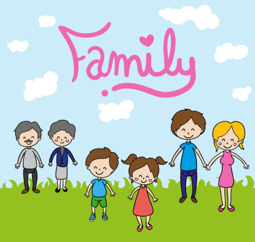Cartoon family background vector material