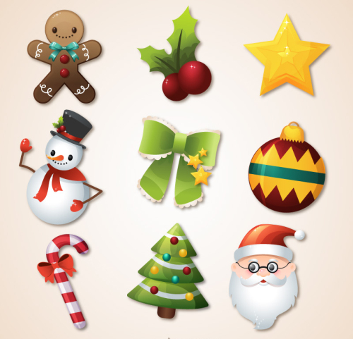 9 Cartoon Christmas icon vector material