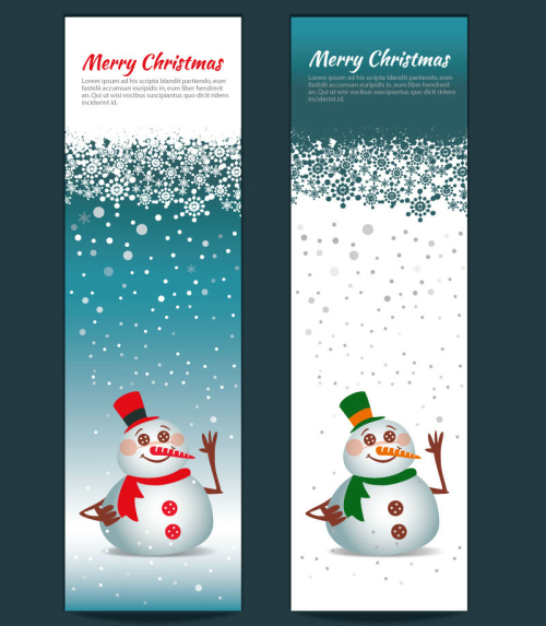 2 Winter Snowman banner vector material