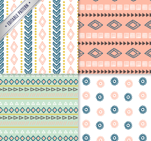 4 elegant background patterns vector material