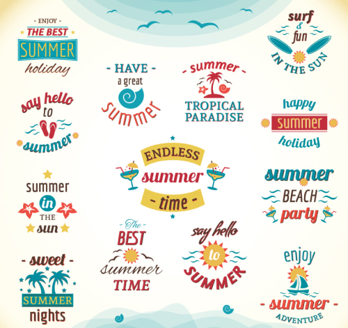 13 paragraph summer vacation tag vector material