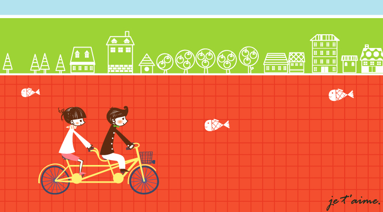 Couple riding a tandem car vector material