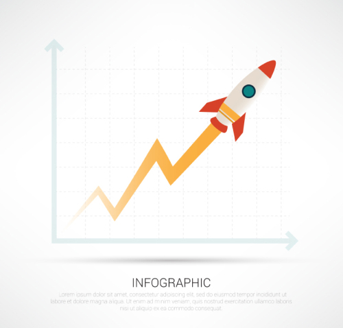 Creative rocket business growth chart vector material