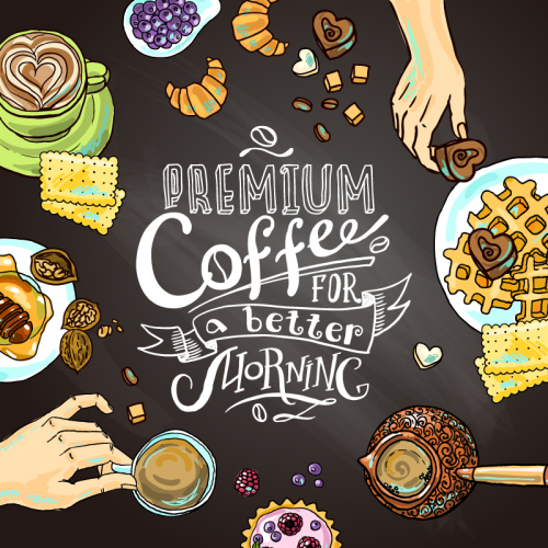 Delicious morning coffee illustrator vector material