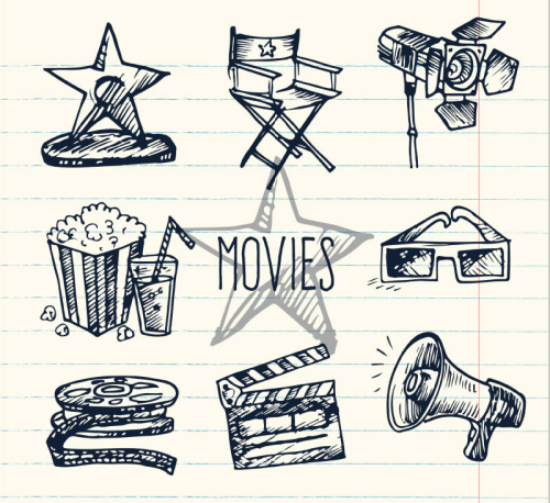 9 hand-painted film element vector material