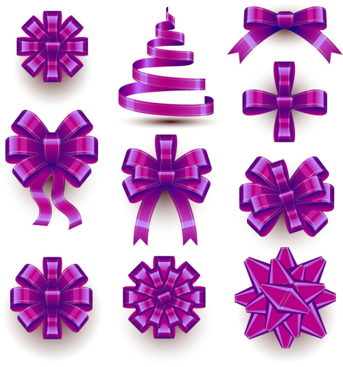 10 models exquisite purple ribbon bow vector material