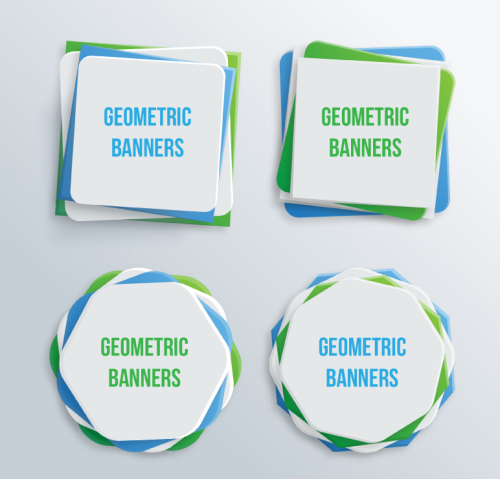 4 creative geometric banner background vector material