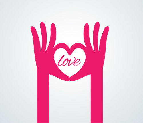 Rose Red gesture of love design vector material