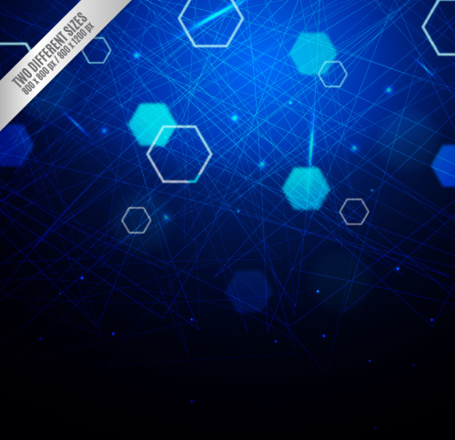 Blue hexagon decorative background vector material