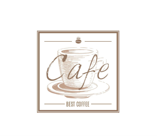 Retro square painted coffee label vector material