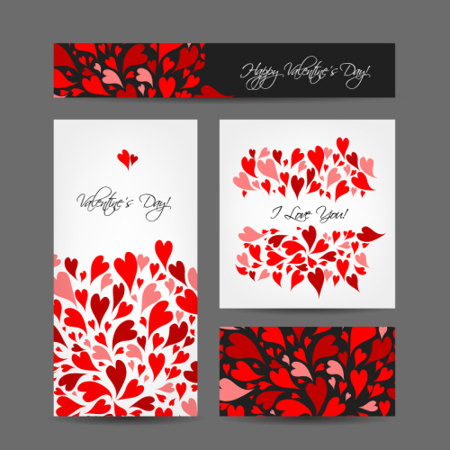 4 colorful love red card vector material