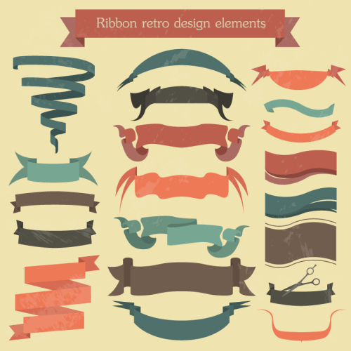 20 models retro ribbon design vector material