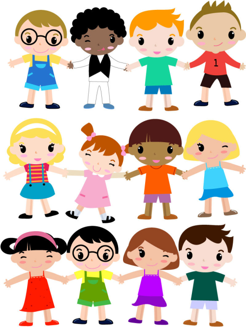 12 cute cartoon kids vector material