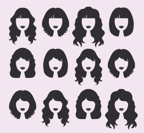 12 Women's Hair Design vector material