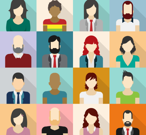 Vector square section 16 portraits