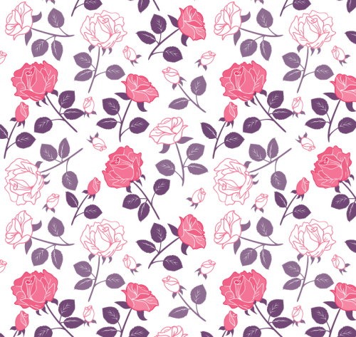 Rose seamless background vector elegant branch