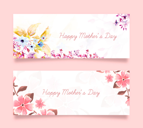 2 Mother Saving color flower banner vector