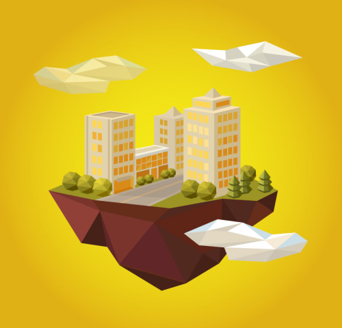 Creative Cloud building design vector material