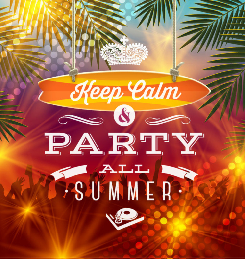 Fashion summer party poster vector map